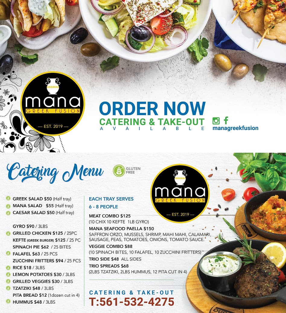 Catering Menu | Mana Greek Fusion | Harbourside